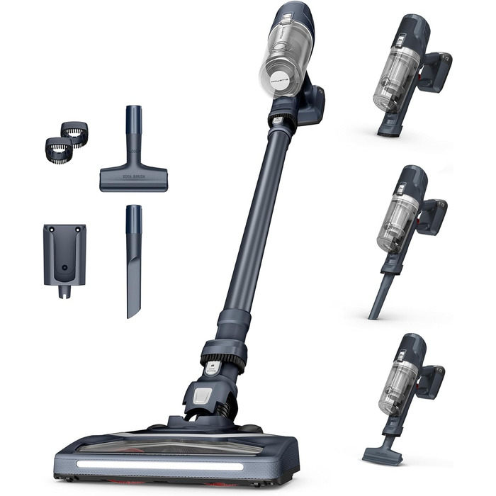 Rowenta X-Pert 6.60 акумуляторний пилосос: потужність 100W, 45 хв роботи, бездротовий, без мішка, LED-насадка, легкий, 0,55 л контейнер для сміття, насадка для щілин та кріплення на стіну, чорний/темно-сірий, RH6831EO