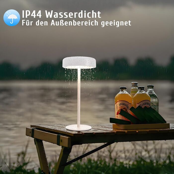Настільна лампа на сонячній батареї з акумулятором LED, 2 шт. - Бездротова, з димером, сенсорна, біла, для дому та вулиці (IP44)