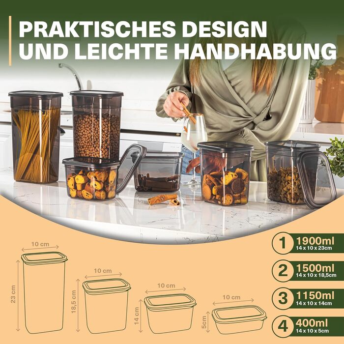 Герметичні контейнери для зберігання Peggy 25 шт. | Набір контейнерів для круп, цукру, борошна | BPA-Free