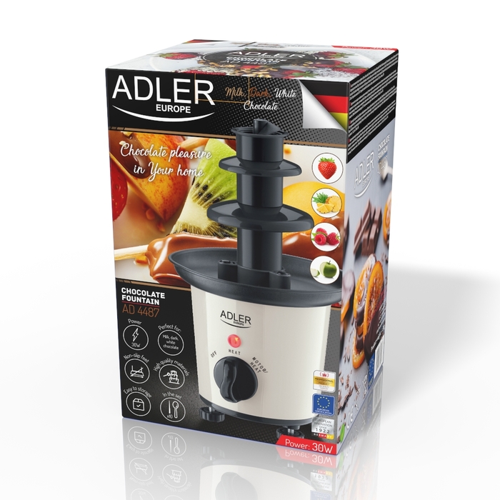 Шоколадний фонтан Adler AD4487, білий, 30 Вт
