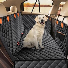JOEJOY Dog Car Seat Cover - Waterproof & Scratch-Resistant Back Seat Protector with Side Flaps & Window, for Cars, Vans, SUVs - 135x144cm - Black