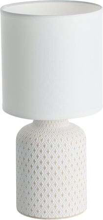 Настільна лампа EGLO Bellariva: кераміка кремового кольору, тканина білого кольору, з вимикачем, E14