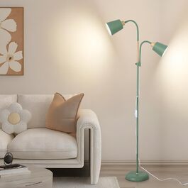 Стійка лампа ANTENLICHT YOYO з двома висувними лампами | 2xE27, 60W | 360° регулювання | Вінтажний дизайн, метал | 159 см, зелений | Без лампочки