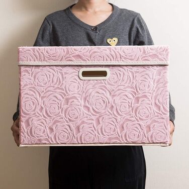 PRANDOM Large Foldable Storage Boxes with Lid [5-Pack] Fabric Decorative Storage Containers Cubes Organizer Baskets with Lid Handles for Bedroom Closet 43 x 30 x 30 cm