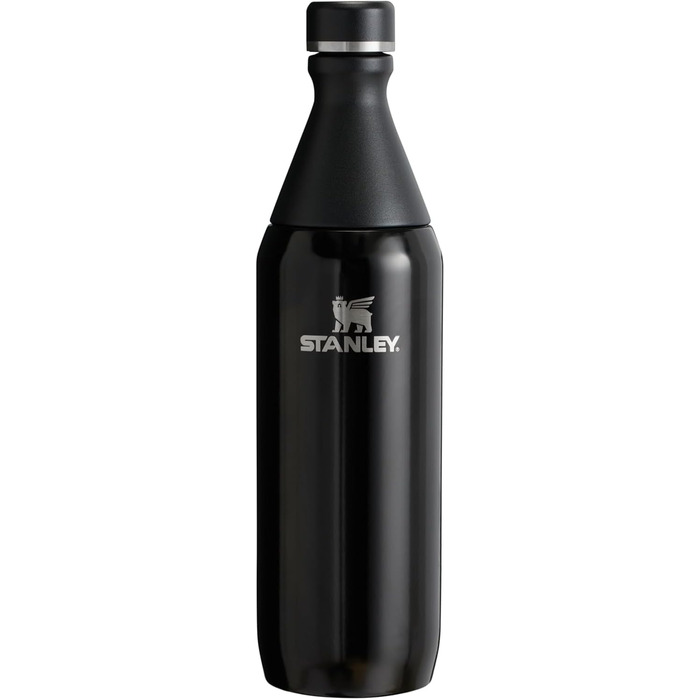 Термос Stanley All Day Slim з нержавіючої сталі 0.6L: зберігає холод до 6 годин, лід до 11 годин, без BPA, не протікає, для миття в посудомийній машині (Чорний)