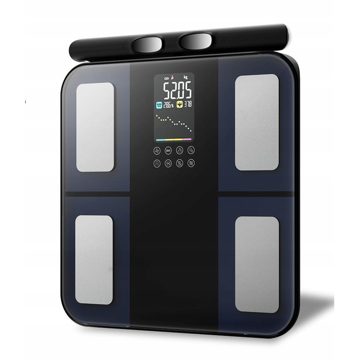 Аналітичні ваги для ванної кімнати, 8 електродів, білі — Визначення складу тіла, Bluetooth, Додаток, до 180 кг