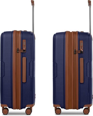 Набір валіз Eco Edition 3 шт. з жорстким корпусом | Розширювані валізи з дельфіновою блискавкою, міцний та легкий матеріал, 4 подвійні колеса & TSA-замок | Для жінок та чоловіків (Navy, валіза M (67 см) розширювана)