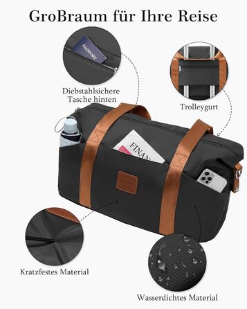 Набір валіз COOLIFE: велика (55x35x20 см) + маленька (40x25x20 см) для ручної поклажі Ryanair & Easyjet, ABS, 2 шт, з TSA замком, чорний/коричневий