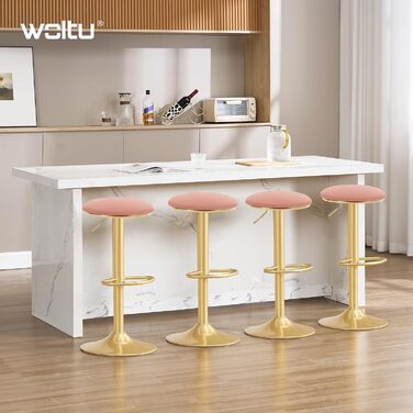 Барні стільці WOLTU 2 шт. з підніжкою, регульовані, 360° обертання, для бару, кафе, кухні (Рожевий)