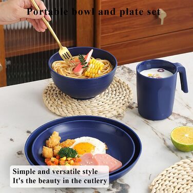 Набір посуду Berglander з білого пластику (24 шт) для 6 осіб: тарілки, миски, чашки | Berglander