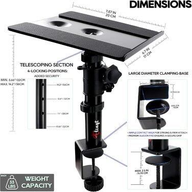 Підставка для настільних колонок, 2 шт., 24,1 x 22,9 см, металева платформа, плоске дно, сумісна з будь-яким столом, ідеальна для студійних моніторів 12,7-17,8 см, полицевих колонок 5'- 7'