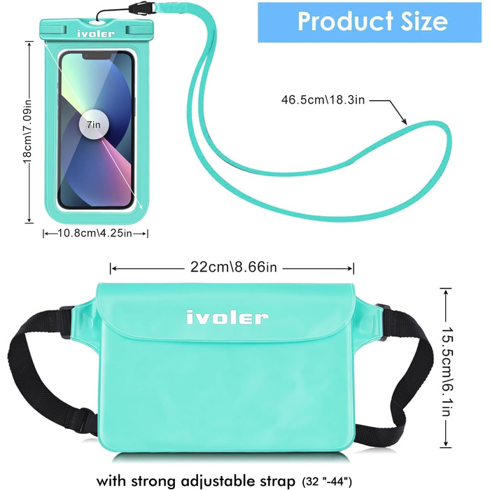 Водонепроникна сумка-чохол на пояс з кишенею для телефону, універсальна пляжна сумка, водонепроникна для водного спорту, пляжу, плавання, катання на човні (зелена)