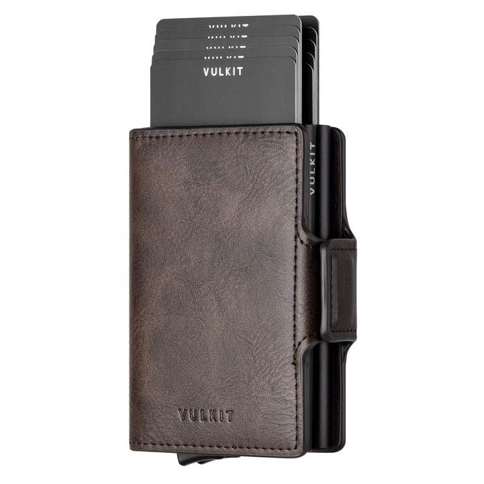 Чоловіче шкіряне картхолдер VULKIT з RFID захистом для карток та грошей (Espresso)