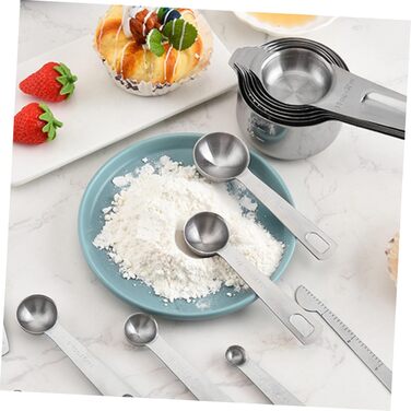 HOMSFOU 15st Measuring Spoon Conversion Chart Metal Measuring Spoons Measuring Scale Measurement Metal Measuring Espresso Spoon Baking Espresso Measuring Cup Stainless Steel Multi-Purpose 3-Piece Set