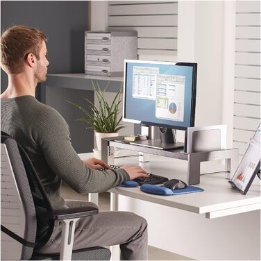 Підставка для монітора Fellowes Professional Series, чорна/антрацит, ергономічна робоча станція для плоских екранів