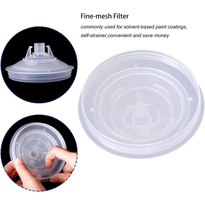 Spray Gun Mixing Cup, Lid and Liner System with 10 Mixing Cups, 10 Lids, 10 Filters, 1 Hard Cup with Retainer Ring, 2 Plugs, 1 Adapter M16x1.5 (600ML)