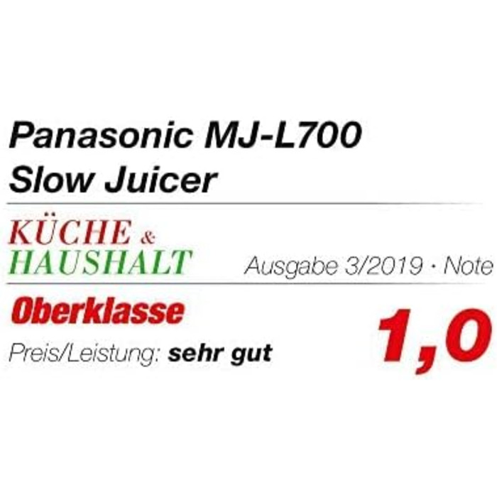 Panasonic Slow Juicer MJ-L700KXE, electric fruit press, juicing whole fruits and vegetables, 75mm opening, sleek design, safe and practical, Black, Matte Black Single