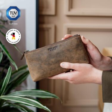 Преміум косметичка Berliner Bags Anna зі шкіри, маленький шкіряний пенал для жінок і дівчат, розмір XS, колір еспресо