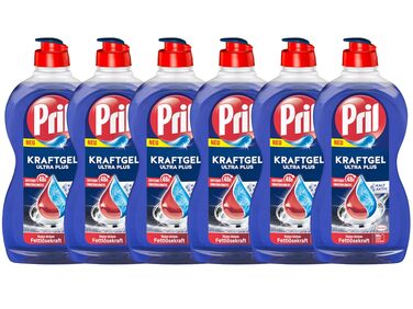 Засіб для миття посуду Pril Kraft Gel Ultra Plus, концентрований гель для видалення жиру, 450 мл (набір 6 шт)
