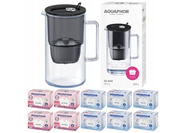 Скляний фільтр-кувшин для води Aquaphor Glass ЧОРНИЙ + 10 фільтрів Maxfor+ M