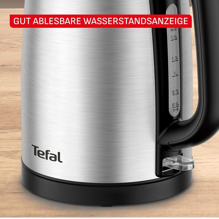 Електричний чайник Tefal KI1R0DE0 зі сталі, 1.7 л, 2200 Вт, з автоматичним вимкненням та фільтром від накипу