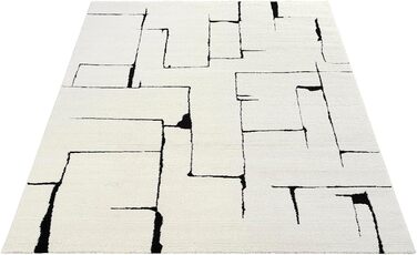 Килим Everest - сучасний короткий ворс для вітальні та спальні з ефектом висоти-низькості, 3D ефект, висока щільність ворсу та приємна м'якість, абстрактний дизайн, кремовий колір (80 x 150 см)