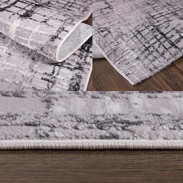 Килим SANAT Evra для вітальні - коротковорсовий килим з сучасним дизайном, підходить для вітальні, коридору, їдальні, спальні, кухні та дитячої кімнати (багатобарвний світло-сірий, 80x150 см), 80 x 150 см (прямокутний), багатобарвний світло-сірий