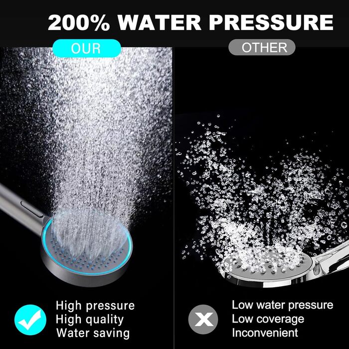 JINYOMFLY LED Shower Head with Lights, Shower Head with LED Lighting, 15CM Shower Head Color Changing, 3 Shower Modes Shower Light, Shower Head Light with Liquid Silicone Nozzle