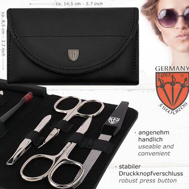 Набір для манікюру DREI SCHWERTER 'Romagna' 7 предметів | Німецька якість, вишуканий дизайн Straussoptik | У футлярі з екошкіри (бордовий)