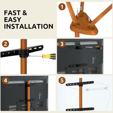 Підставка для телевізора PUTORSEN з дерева, регульована по висоті, для TV 45-65 дюймів, до 40 кг, поворотна на 45 градусів, VESA до 400x400 мм