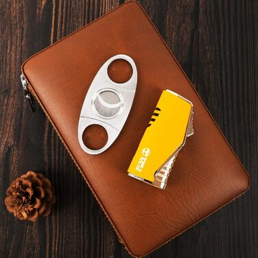 Чохол для сигар на 4 сигари з ніжцем та зволожувачем, шкіряний, подарунок для друга нареченого, на день народження