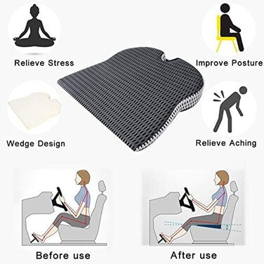 Wlauqueta Auto Truck Wedge Seat Cushion for Pressure Relief, Pain Reduction, Shock Absorption, Orthopedic Ergonomic Support, Memory Foam