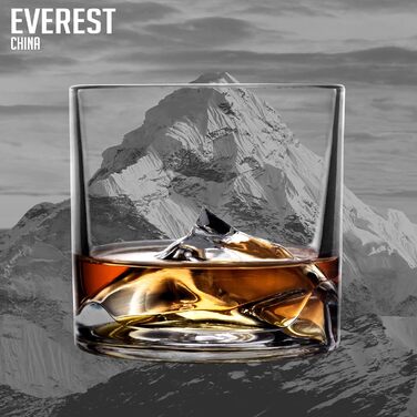 Набір склянок для віскі LIITON Everest (2 шт.) з кришталевого скла, Tumbler, подарунок для чоловіка. Підходить для коктейлів, джину, бурбону, рому