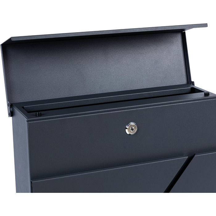 Поштова скринька Zelsius з газетницею, антрацит RAL 7016, з плавним закриттям | Настінна або стійкова установка