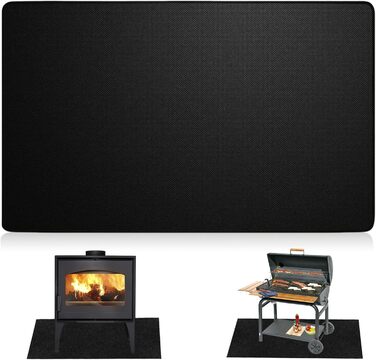 Вогнестійкий килимок для гриля, складаний, захист від нагріву, 39x60 дюймів (100x152 см), чорний