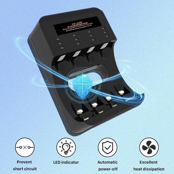 Зарядний пристрій для акумуляторів AA/AAA 8 слотів - універсальний, інтелектуальний зарядний пристрій для NI-MH/NI-CD акумуляторів
