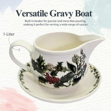 Керамічна соусниця з підставкою Portmeirion Home & Gifts, багатокольорова, 17x18x11 см
