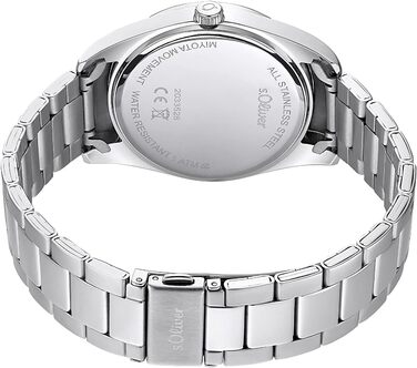 Годинник наручний s.Oliver для чоловіків, кварцовий, аналоговий, з браслетом з нержавіючої сталі, водостійкий 5 bar, у подарунковій коробці з нержавіючої сталі / чорний