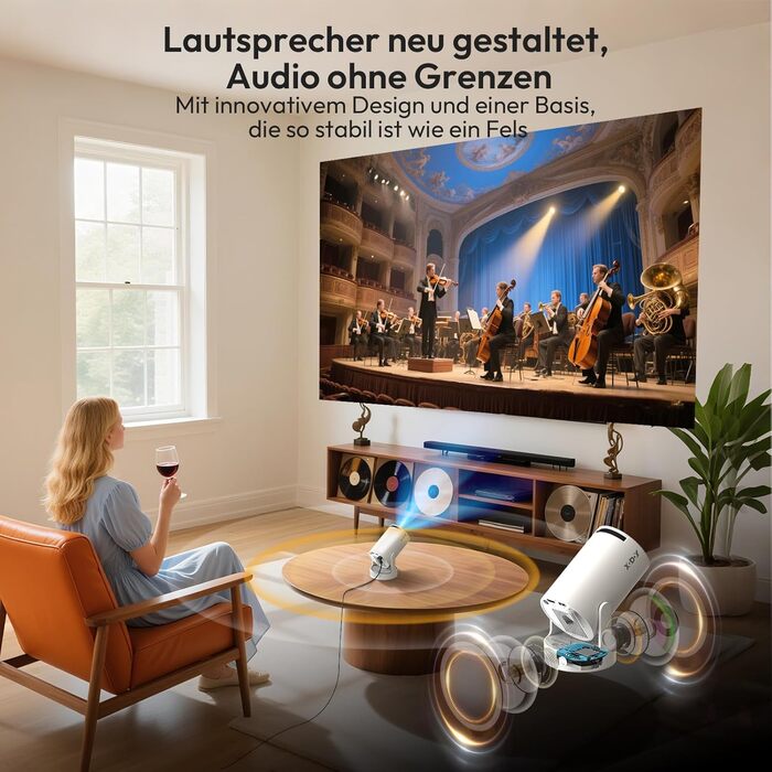 Портативний проєктор Xgody Gimbal 3: 12000 Люмен, Android 11.0, WiFi 6, Bluetooth, 720P HD (підтримка 4K)