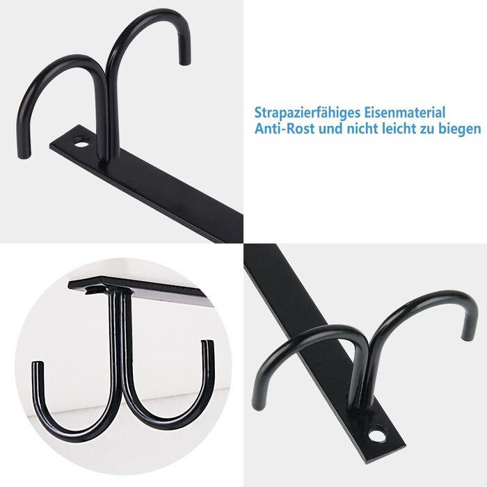 Тримач для чашок під шафу FOMANSH: 12 гачків для кухні, підставка для чашок, кавових горнятків, білий/чорний