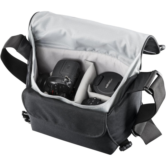 Сумка для фотоапарата Mantona Mondstein SLR чорно-біла (Messenger Bag, універсальна)