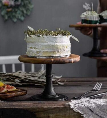 Дзеркальна підставка для тортів NUPTIO, 3 шт: дерев'яна, для весілля, дня народження, дитячого свята, кексів, чаювання. Чорний колір.