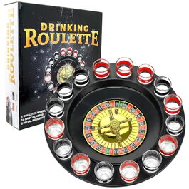 Рулетка для пиття Shot Glass Roulette набір 16 предметів, пластик, червоно-чорний