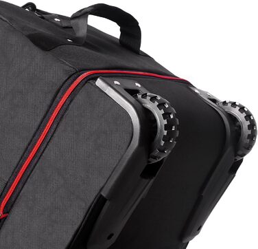 Велика розширювана дорожня сумка YHYEH 110-140 л, 80 см, з 2 колесами, спортивна та для подорожей, чорна з червоним, банджі-система