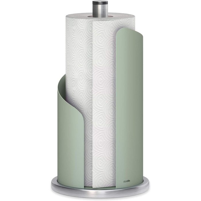 stardis Kitchen Roll Holder, Stainless Steel/Matte Coated, Ø 15 cm, Roll Holder Agave Green