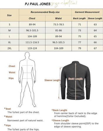 Кардиган чоловічий PJ PAUL JONES з коміром-стійкою та блискавкою, класичний в'язаний, зимовий, чорний XXL