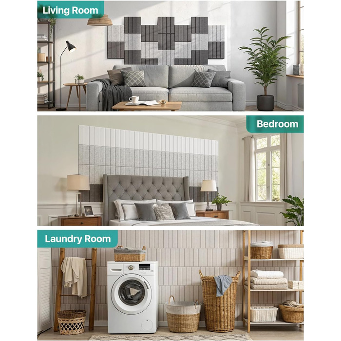 Акустичні панелі Soundsbay для шумоізоляції та звукопоглинання, самоклеючі поліестерні плити 30×30×0.9 см, чорні, 12 шт.