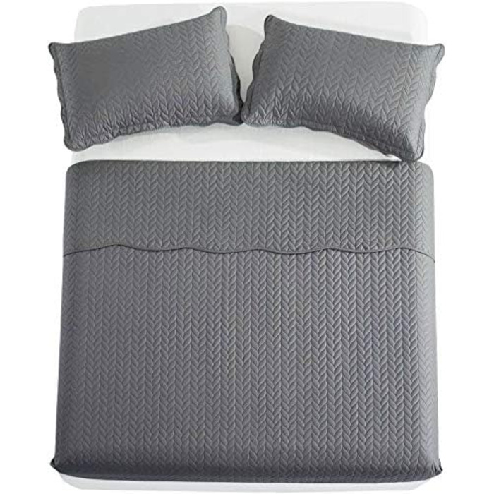 Торба для ковдри з декоративним стеганим покриттям MOONLIGHT20015, 2 наволочки, сірий колір, для спальні, двоспальне ліжко