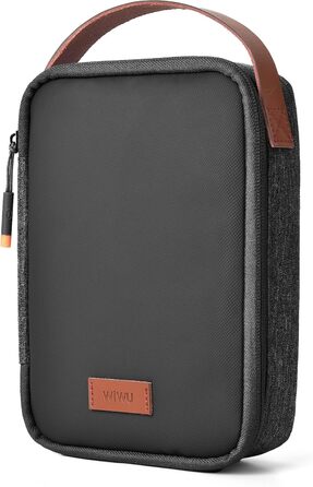 Органайзер для кабелів WIWU з ручкою, велика місткість, чорний. Для аксесуарів, техніки, зарядних пристроїв, повербанків, жорстких дисків. Регульовані перегородки, портативний, для подорожей, офісу, школи.
