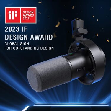FIFINE XLR мікрофон студійний динамічний USB, для стрімінгу, подкастів, геймінгу, PS4/5, Mac, мікшер, звукова карта, чорний